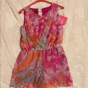 Pink floral romper